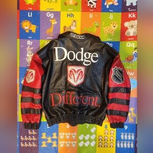 Vintage NHL Dodge Mopar Leather Jacket Men Size XL